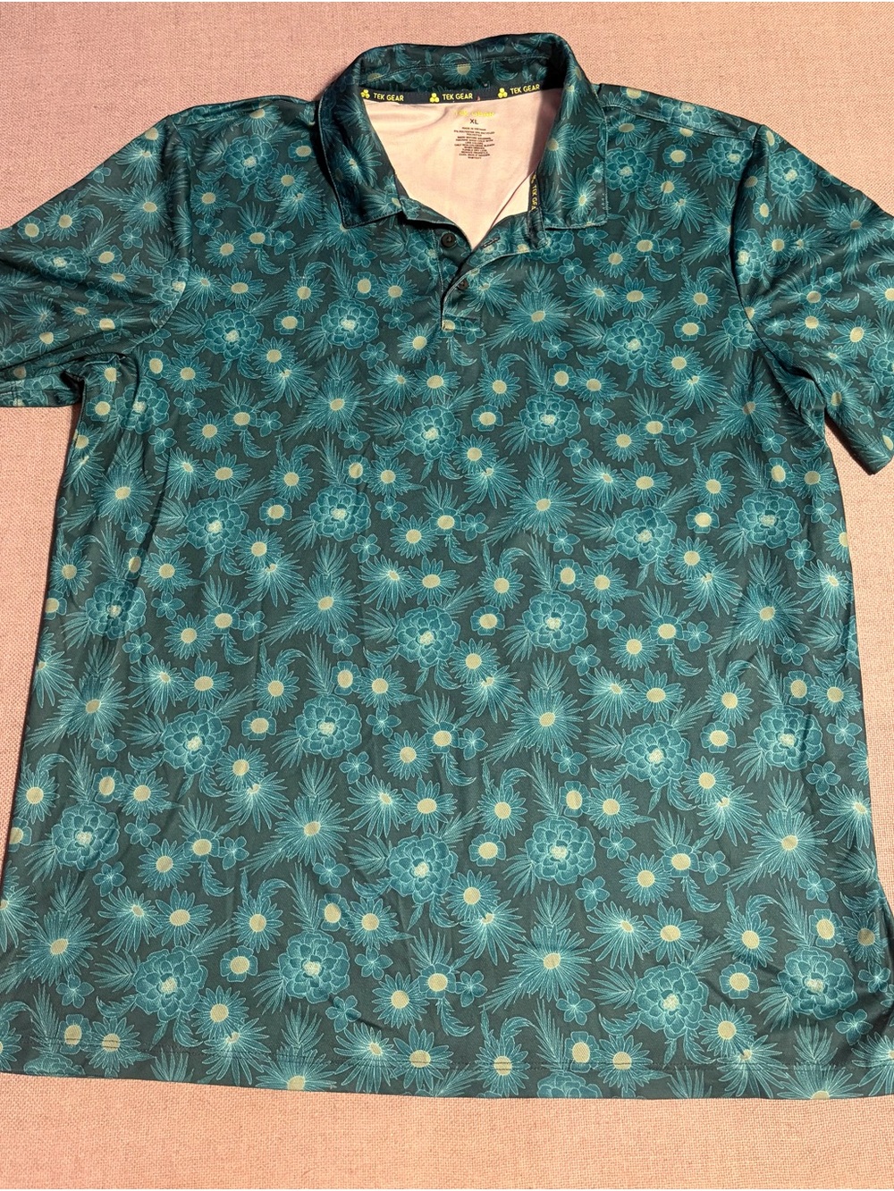 tek gear Teal Floral Golf Polo